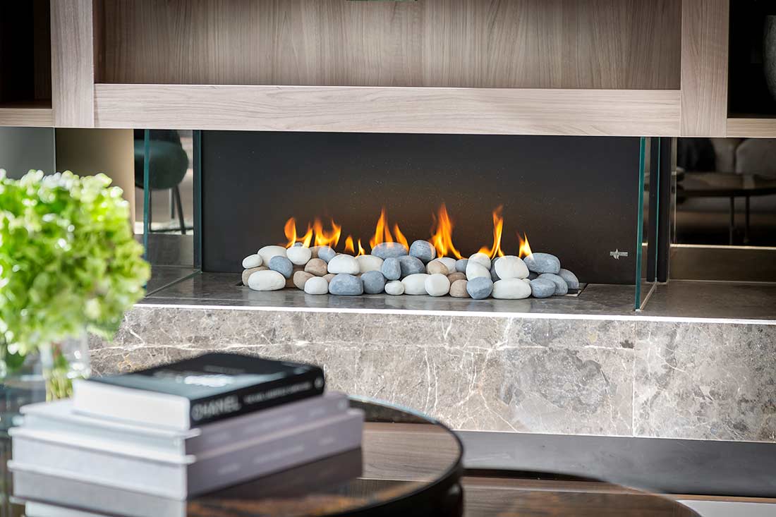 Gray fireplace – timeless choice for your living room